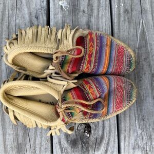 Minnetonka Multicolor Fringe Moccasins